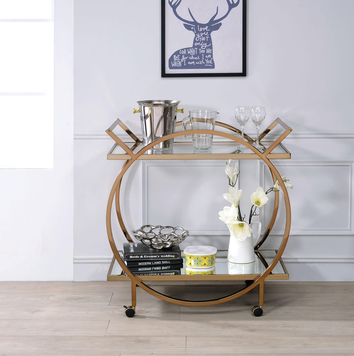 Traverse Champagne & Mirrored Serving Cart - FAMSA Furniture (TX)