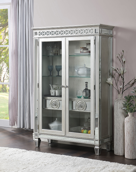 Varian Mirrored & Antique Platinum Curio - FAMSA Furniture (TX)