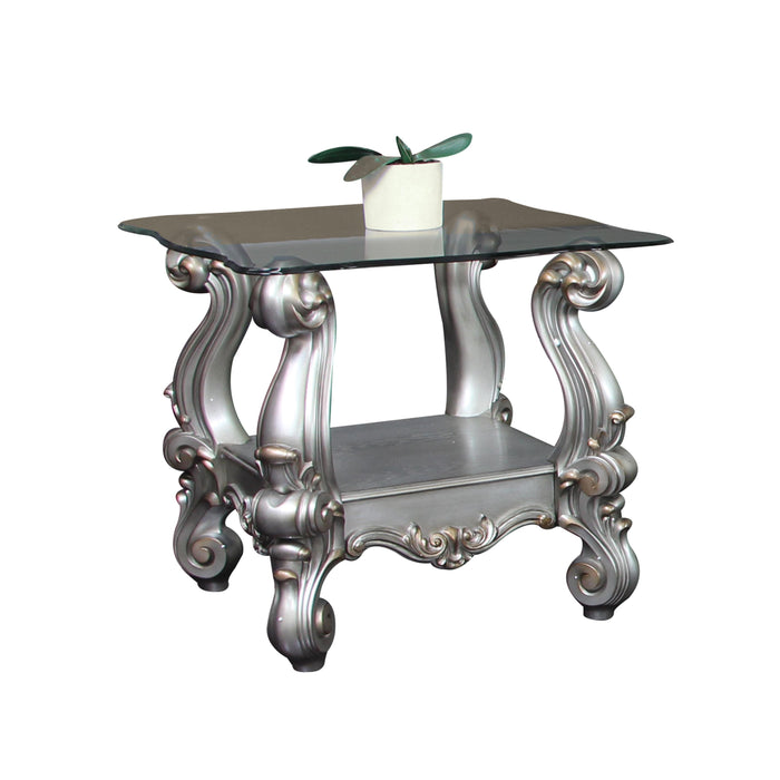 Versailles Antique Platinum & Clear Glass End Table - FAMSA Furniture (TX)