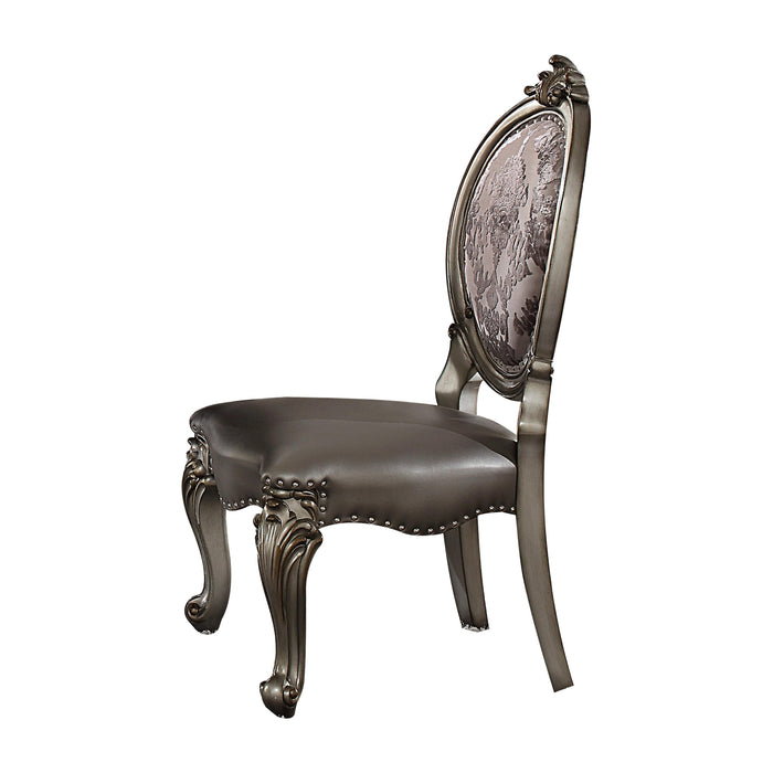 Versailles Silver PU & Antique Platinum Side Chair - FAMSA Furniture (TX)