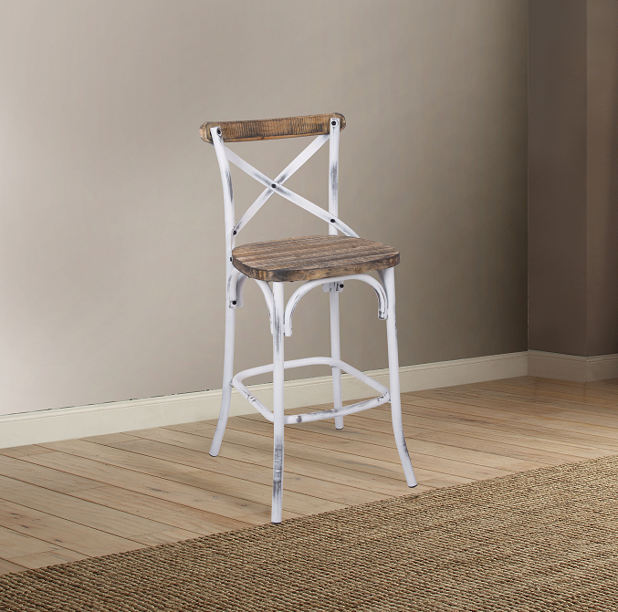 Zaire Antique White & Antique Oak Bar Chair (1Pc) - FAMSA Furniture (TX)
