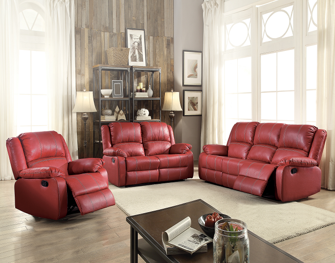 Zuriel Red PU Sofa (Motion) - FAMSA Furniture (TX)