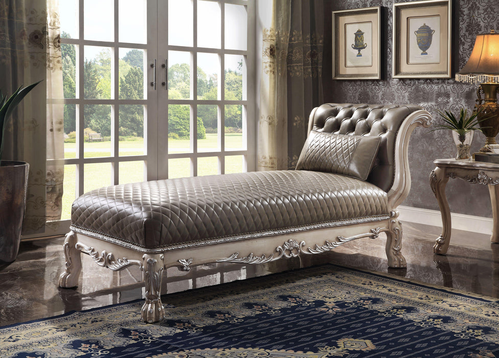 Dresden Vintage Bone White & PU Chaise w/1 Pillow - FAMSA Furniture (TX)