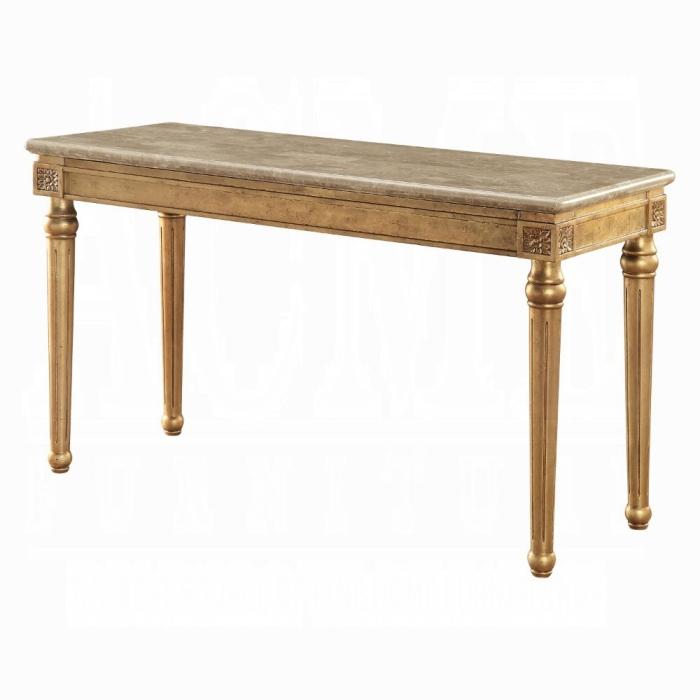 Acme Furniture Daesha Sofa Table in Marble/Antique Gold 81718 - FAMSA Furniture (TX)