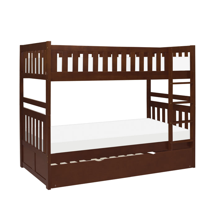 Rowe (4) Twin/Twin Bunk Bed with Twin Trundle in Cherry - B2013DC-1*R - FAMSA Furniture (TX)