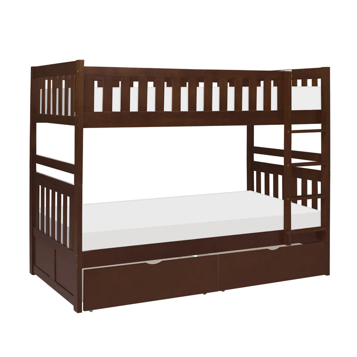 Rowe (4) Twin/Twin Bunk Bed with Storage Boxes in Cherry - B2013DC-1*T - FAMSA Furniture (TX)