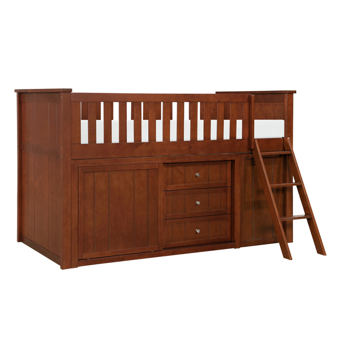 Rowe (5) Low Loft Bunk with Bookcase and Dresser in Natural/Pine - B2013LLDC-1*BCDR - FAMSA Furniture (TX)