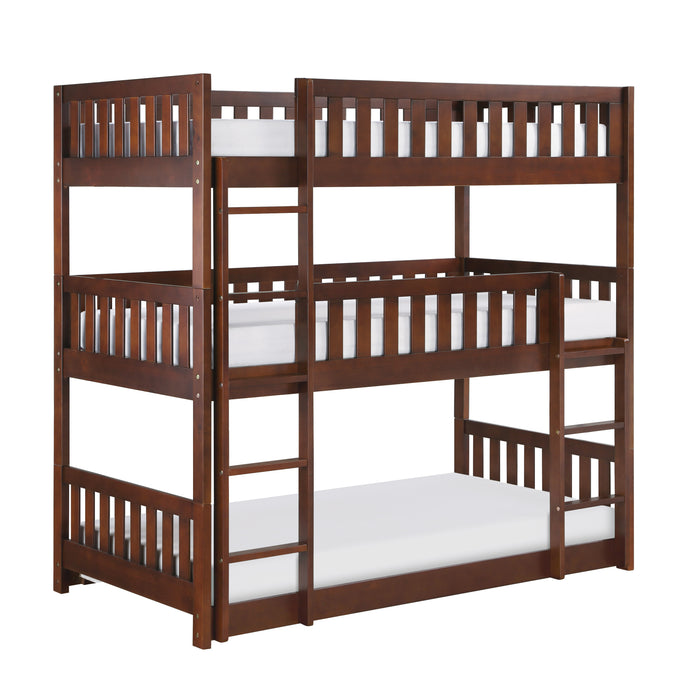 Rowe (3) Triple Bunk Bed in Cherry - B2013TTTDC-1* - FAMSA Furniture (TX)