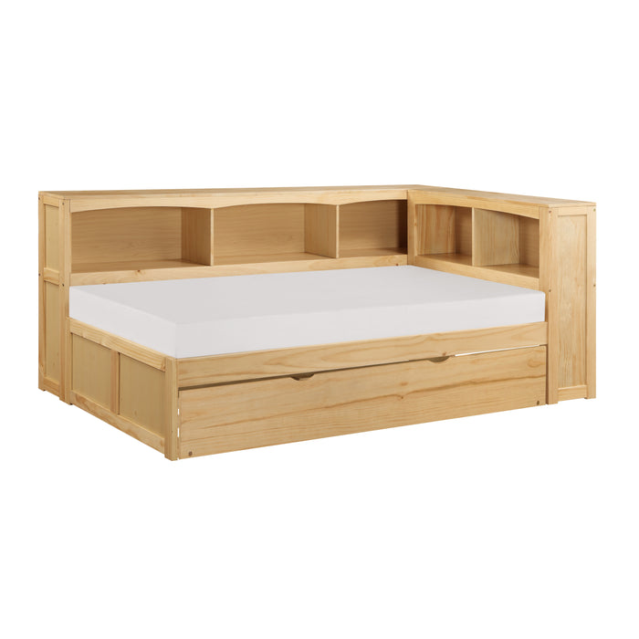 Bartly (4) Twin Bookcase Corner Bed with Twin Trundle in Natural - B2043BC-1BCR* - FAMSA Furniture (TX)