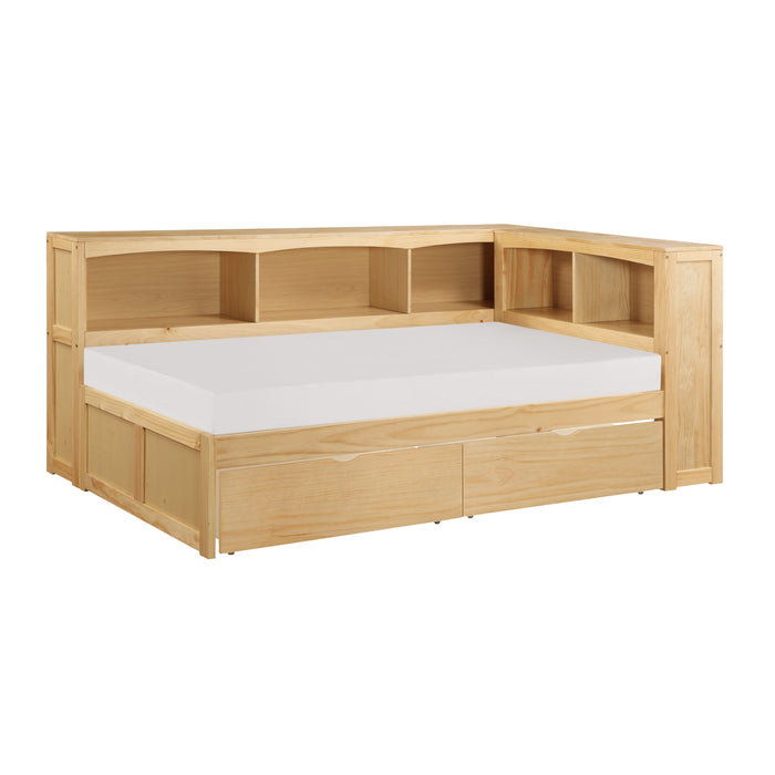 Bartly (4) Twin Bookcase Corner Bed with Storage Boxes in Natural - B2043BC-1BCT* - FAMSA Furniture (TX)
