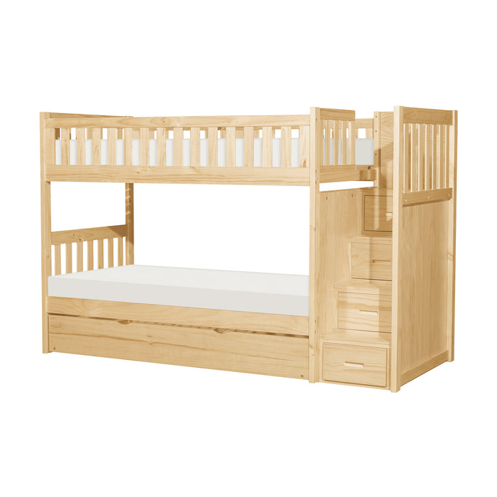 Bartly (5) Twin/Twin Step Bunk Bed with Twin Trundle in Natural - B2043SB-1*R - FAMSA Furniture (TX)