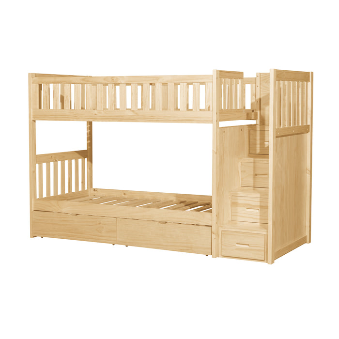 Bartly (5) Twin/Twin Step Bunk Bed with Storage Boxes in Natural - B2043SB-1*T - FAMSA Furniture (TX)