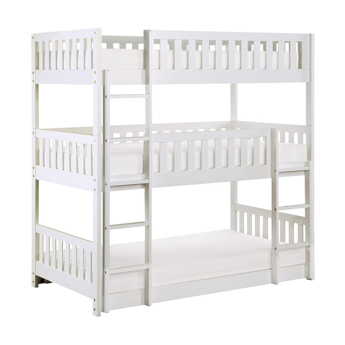 Galen (3) Triple Bunk Bed in White - B2053TTTW-1* - FAMSA Furniture (TX)