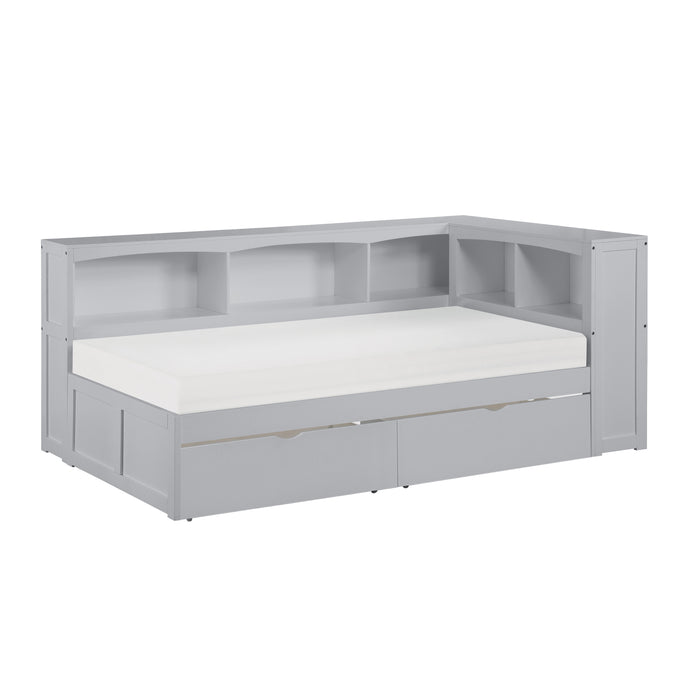Orion (4) Twin Bookcase Corner Bed with Storage Boxes in Gray - B2063BC-1BCT* - FAMSA Furniture (TX)