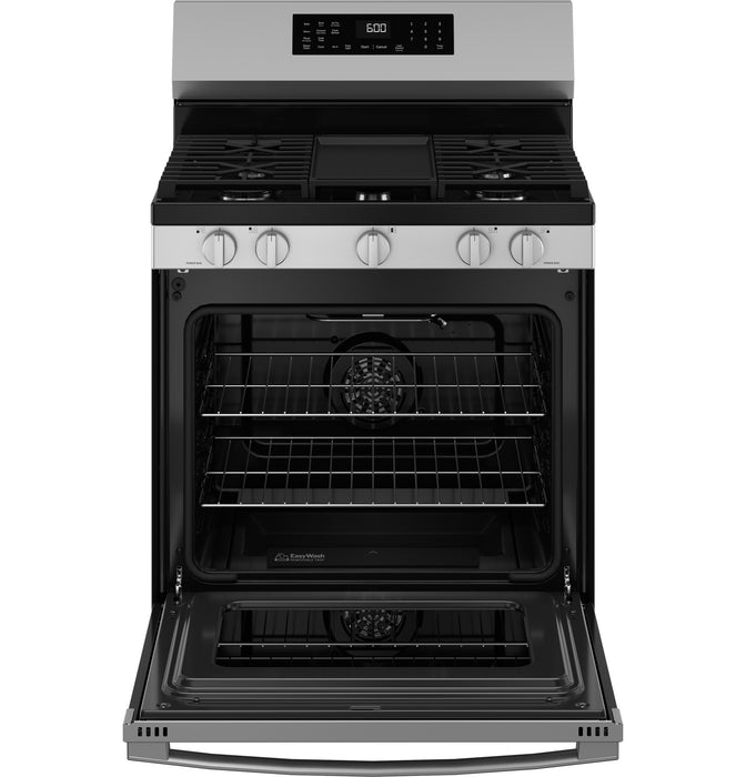 GE® 30" Free-Standing Gas Convection Range with No Preheat Air Fry and EasyWash™ Oven Tray - FAMSA Furniture (TX)