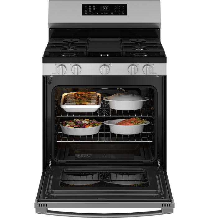 GE® 30" Free-Standing Gas Convection Range with No Preheat Air Fry and EasyWash™ Oven Tray - FAMSA Furniture (TX)