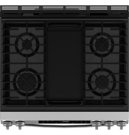 GE® 30" Slide-In Front-Control Gas Range with Crisp Mode - FAMSA Furniture (TX)