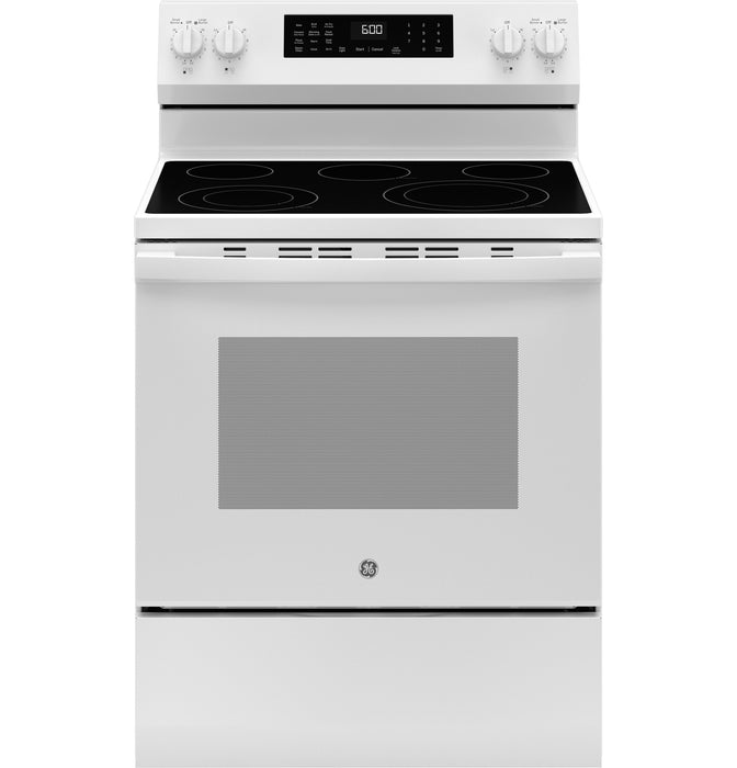 GE ENERGY STAR 30" Free-Standing Electric Convection Range with No Preheat Air Fry and EasyWash Oven Tray GRF600AVWW - FAMSA Furniture (TX)