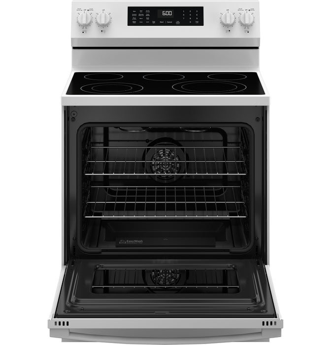 GE ENERGY STAR 30" Free-Standing Electric Convection Range with No Preheat Air Fry and EasyWash Oven Tray GRF600AVWW - FAMSA Furniture (TX)