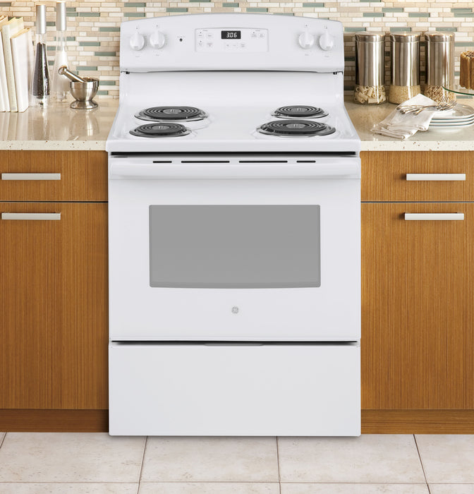GE 30" White Free Standing Electric Range - FAMSA Furniture (TX)