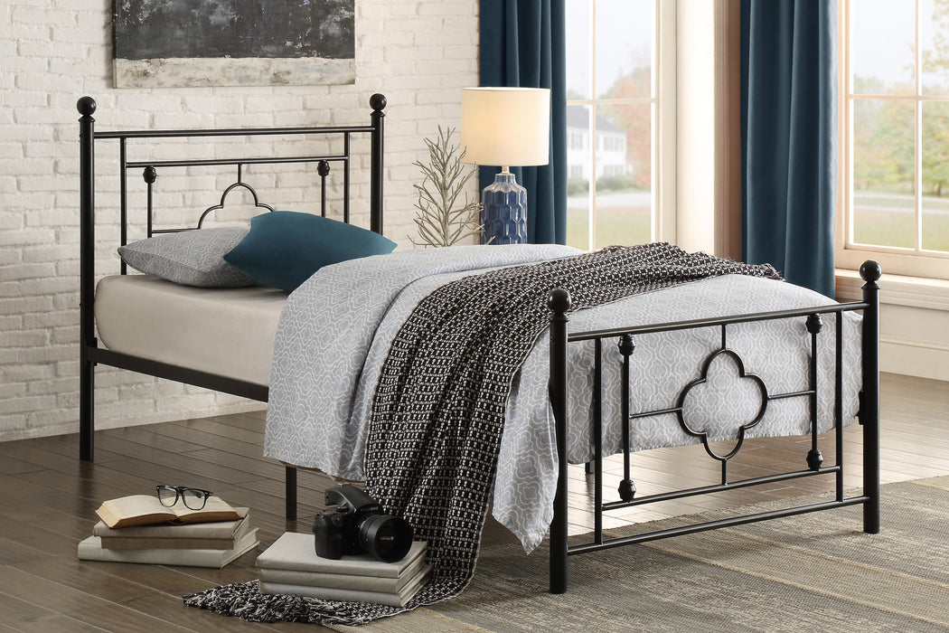 Morris Twin Platform Bed in Black/Metal - 2051TBK-1 - FAMSA Furniture (TX)