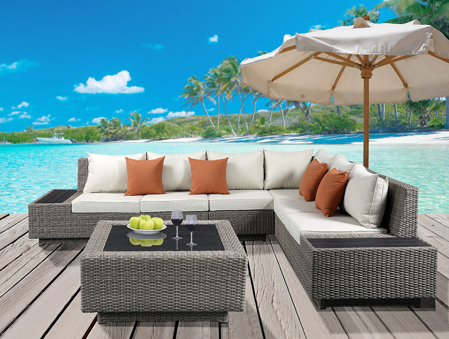 Salena Patio Sectional Sofa w/4 Pillows & Coffee Table - Image 14