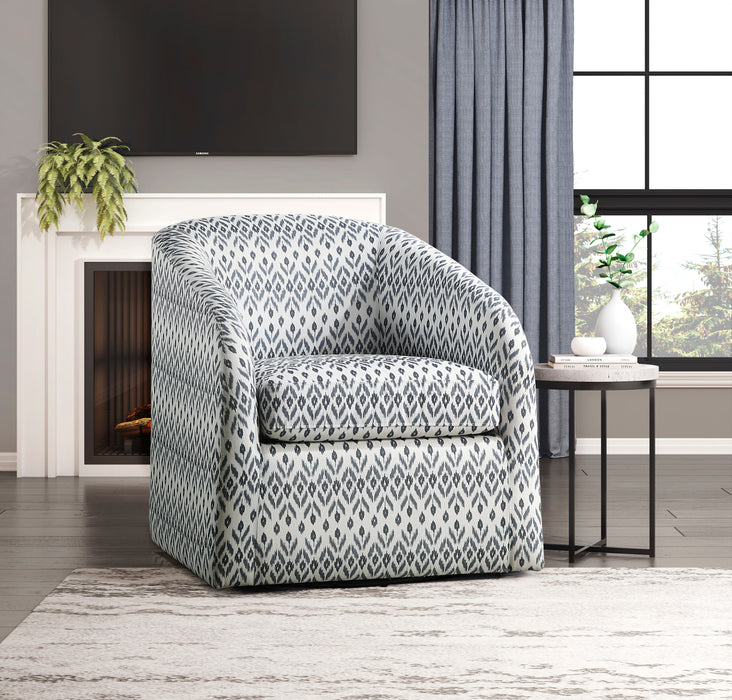 Augustine Swivel Chair in Blue/White - 1244-1 - FAMSA Furniture (TX)