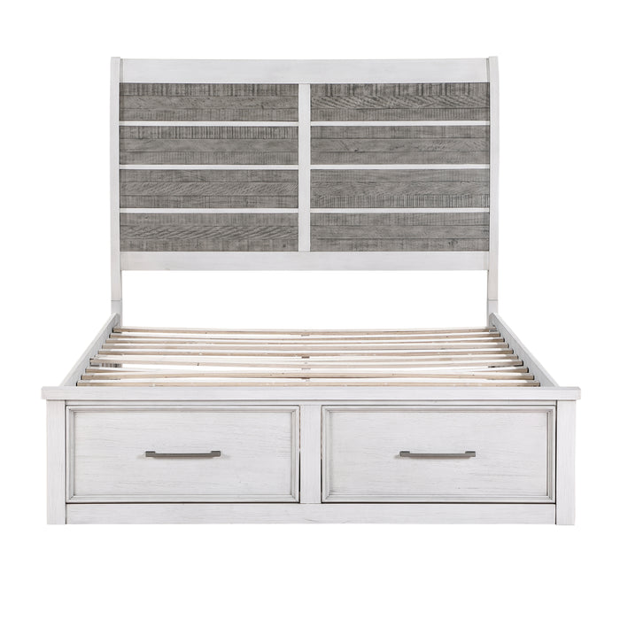 Ambrose Eastern King Platform Bed with Footboard Storage in Gray/White - 1303K-1EK - FAMSA Furniture (TX)