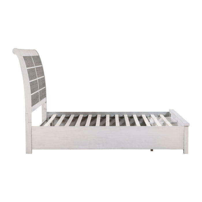 Ambrose Queen Platform Bed with Footboard Storage in Gray/White - 1303-1 - FAMSA Furniture (TX)