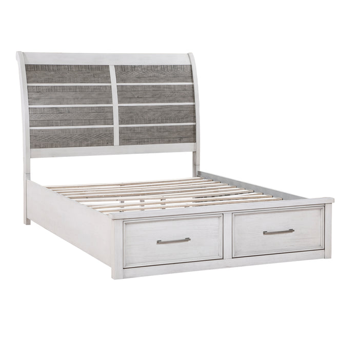 Ambrose Eastern King Platform Bed with Footboard Storage in Gray/White - 1303K-1EK - FAMSA Furniture (TX)