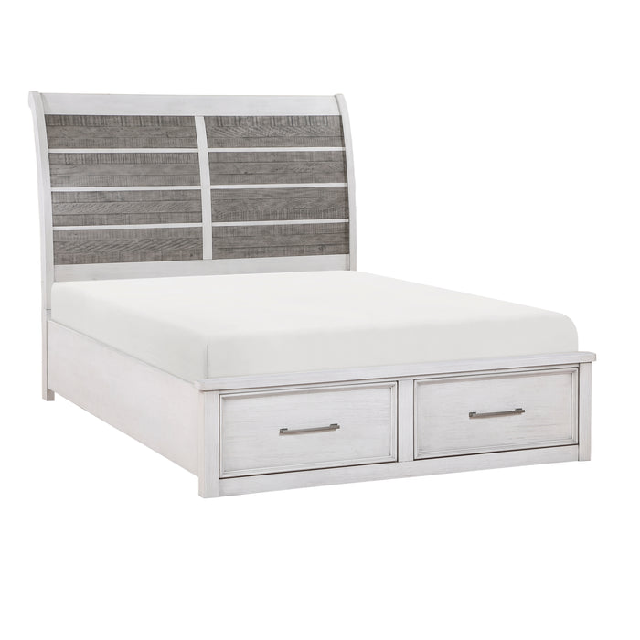 Ambrose Eastern King Platform Bed with Footboard Storage in Gray/White - 1303K-1EK - FAMSA Furniture (TX)