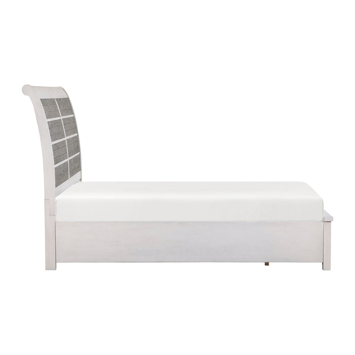 Ambrose Queen Platform Bed with Footboard Storage in Gray/White - 1303-1 - FAMSA Furniture (TX)