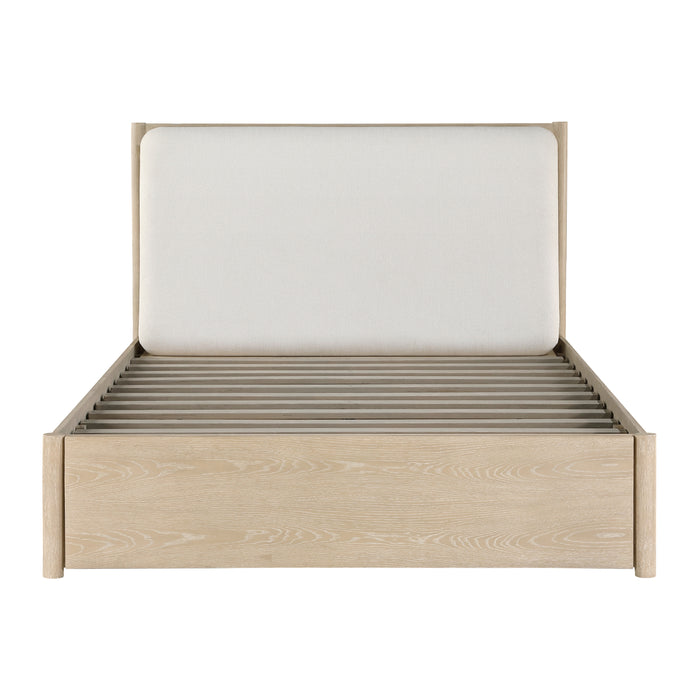 Matteo Eastern King Platform Bed with Footboard Storage in Natural/Oak - 1313NK-1EK - FAMSA Furniture (TX)