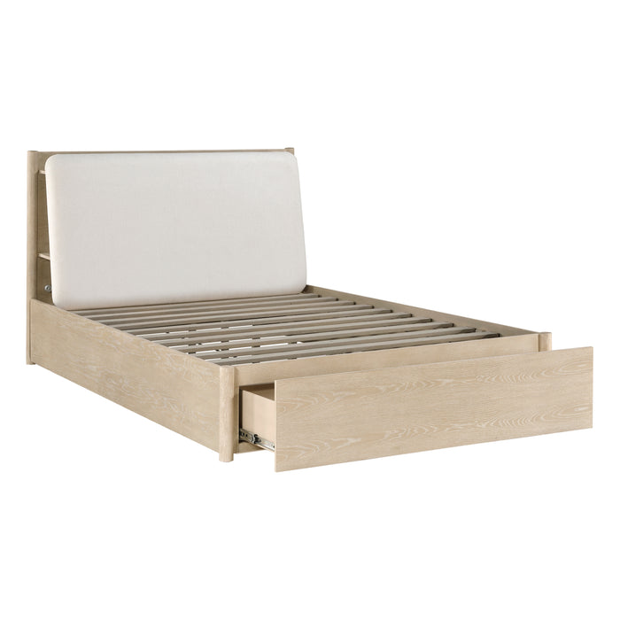 Matteo Eastern King Platform Bed with Footboard Storage in Natural/Oak - 1313NK-1EK - FAMSA Furniture (TX)