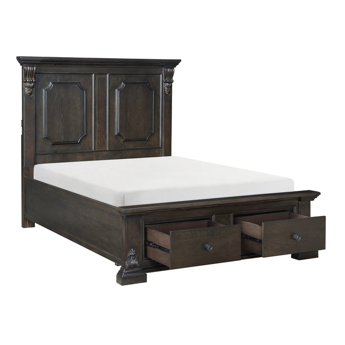 Cornwall Eastern King Platform Bed with Footboard Storage in Espresso - 1325K-1EK - FAMSA Furniture (TX)