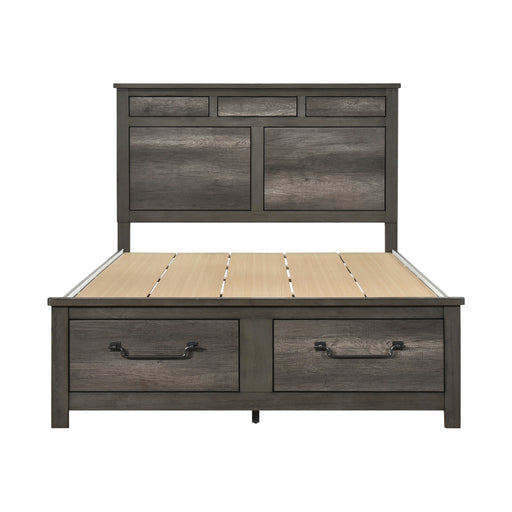 Lenior QUEEN PLATFORM BED WITH FOOTBOARD STORAGE in Gray - 1342-1 - FAMSA Furniture (TX)