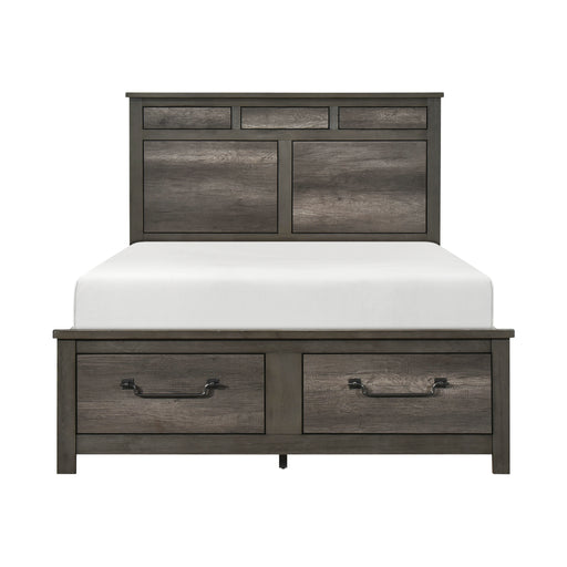 Lenior QUEEN PLATFORM BED WITH FOOTBOARD STORAGE in Gray - 1342-1 - FAMSA Furniture (TX)