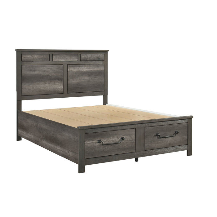 Lenior Eastern King Platform Bed with Footboard Storage in Gray - 1342K-1EK - FAMSA Furniture (TX)