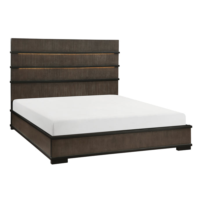 Acworth Queen Bed in Black/Brown/Gray - 1343-1 - FAMSA Furniture (TX)