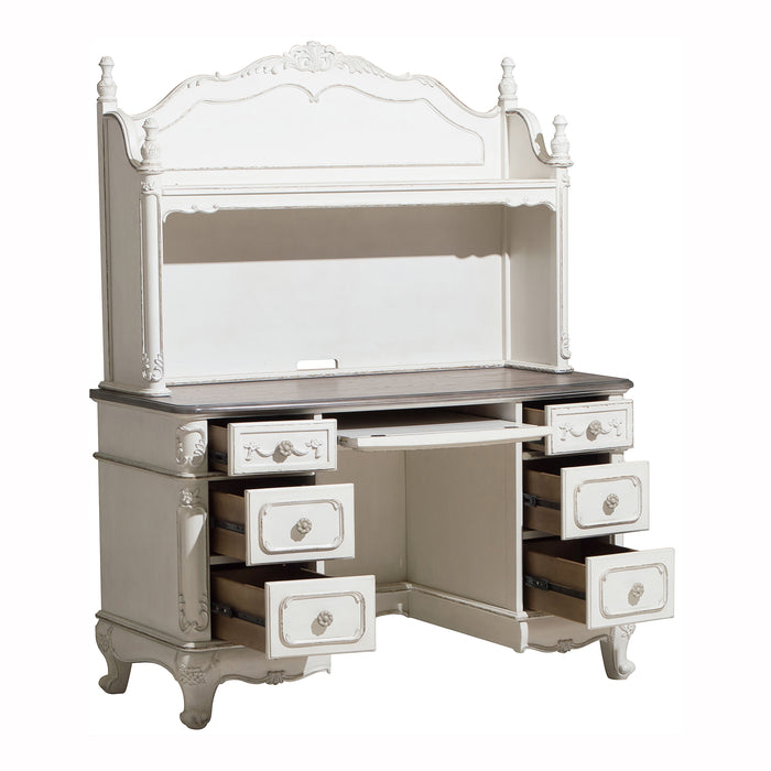Cinderella (2) Writing Desk with Hutch in Gray/White - 1386NW-10* - FAMSA Furniture (TX)
