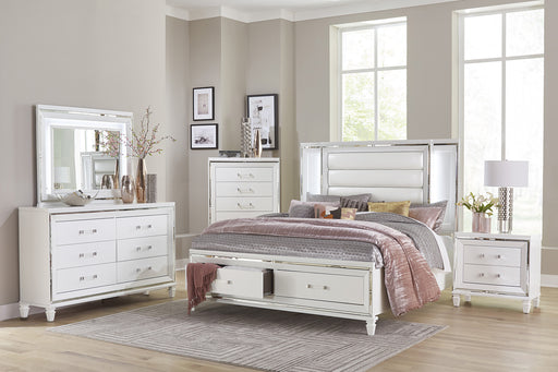 Tamsin Queen Platform Bed with LED Lighting and Footboard Storage in Transparent/White - 1616W-1 - FAMSA Furniture (TX)