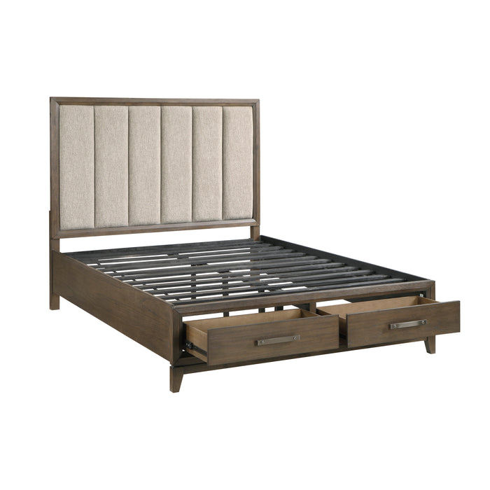 Cambridge Eastern King Platform Bed with Footboard Storage in Walnut - 1422KN-1EK - FAMSA Furniture (TX)