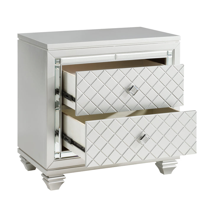 Leesa Nightstand in Gray/Metallic/Silver - 1430-4 - FAMSA Furniture (TX)