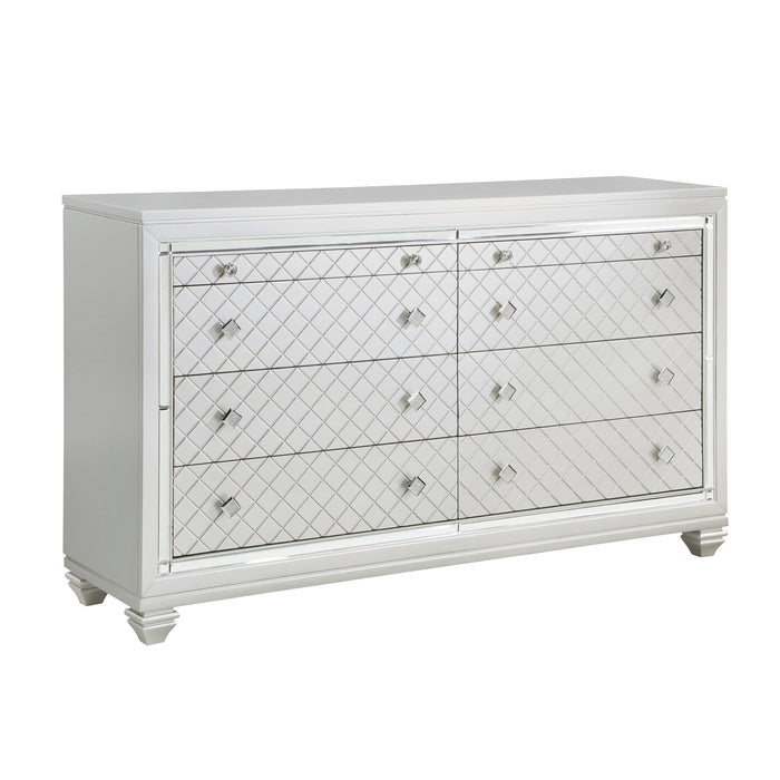 Leesa Dresser in Gray/Metallic/Silver - 1430-5 - FAMSA Furniture (TX)