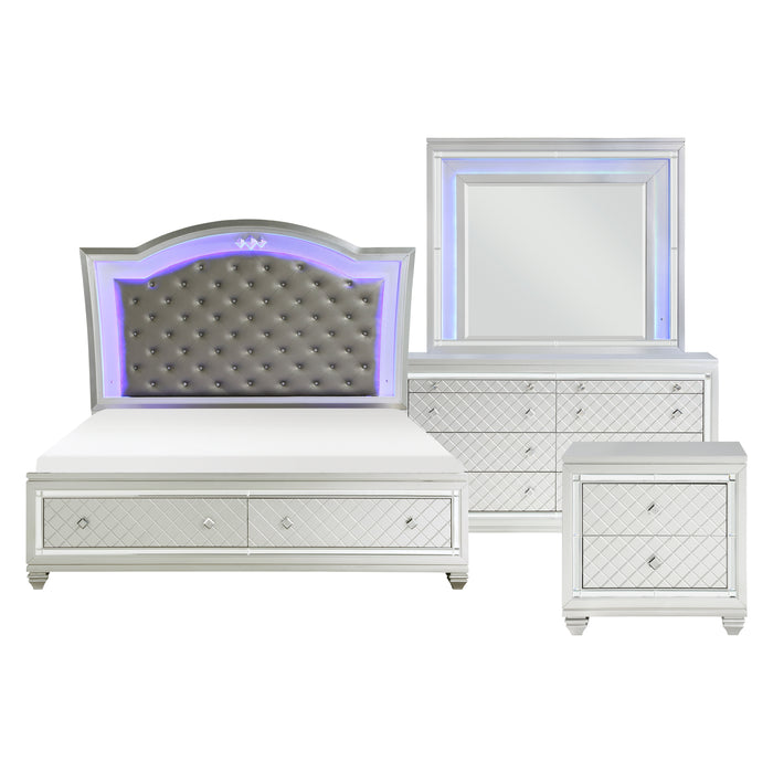 Leesa 4pc Set (QB+NS+DR+MR) in Gray/Metallic/Silver - 1430-1*4 - FAMSA Furniture (TX)