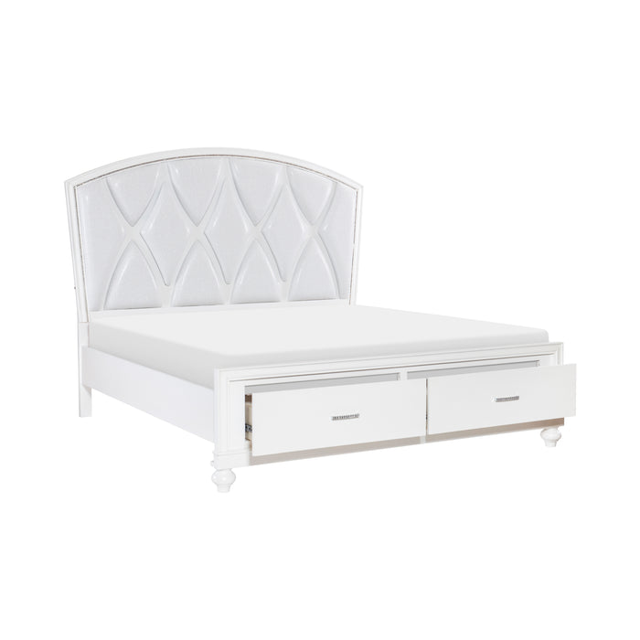 Aria Queen Platform Bed with Footboard Storage in White - 1436W-1 - FAMSA Furniture (TX)