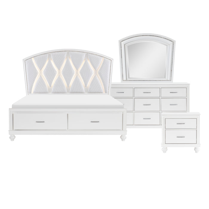 Aria 4pc Set (QB+NS+DR+MR) in White - 1436W-1*4 - FAMSA Furniture (TX)