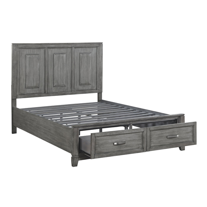 Garretson Queen Platform Bed with Footboard Storage in Gray - 1450-1 - FAMSA Furniture (TX)