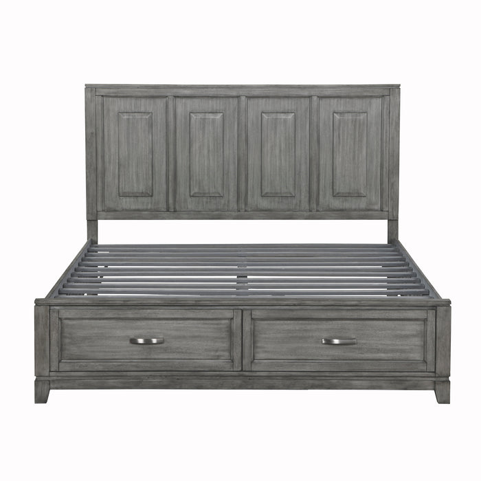 Garretson Eastern King Platform Bed with Footboard Storage in Gray - 1450K-1EK - FAMSA Furniture (TX)