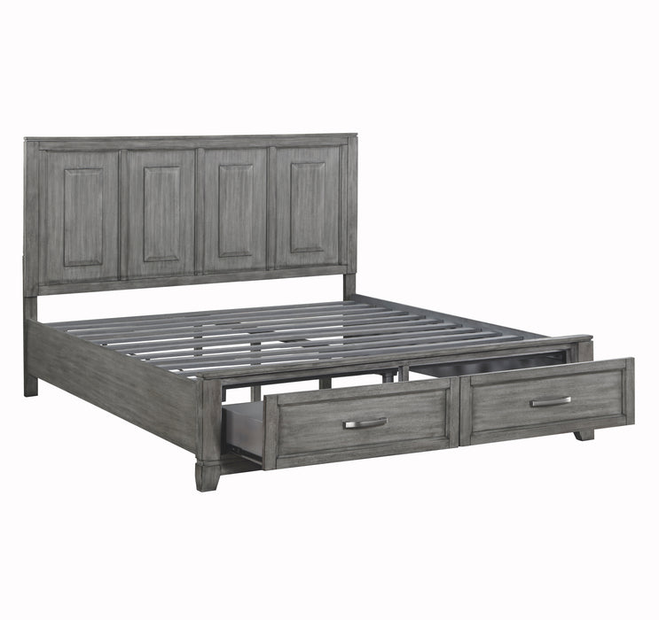 Garretson Eastern King Platform Bed with Footboard Storage in Gray - 1450K-1EK - FAMSA Furniture (TX)